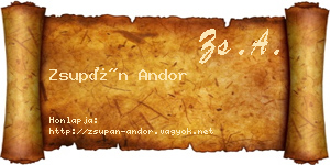 Zsupán Andor névjegykártya